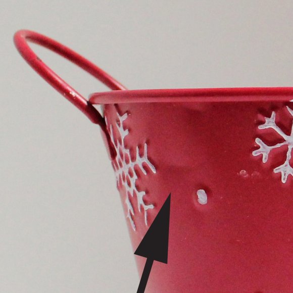 Metal Red White & Black Winter Christmas Basket Tin with Handles by Celebrate It - Picture 4 of 14